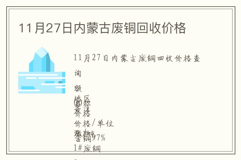 11月27日內蒙古廢銅回收價格