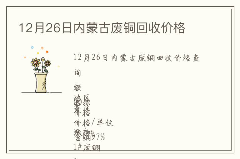 12月26日內蒙古廢銅回收價格