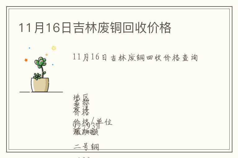 11月16日吉林廢銅回收價格