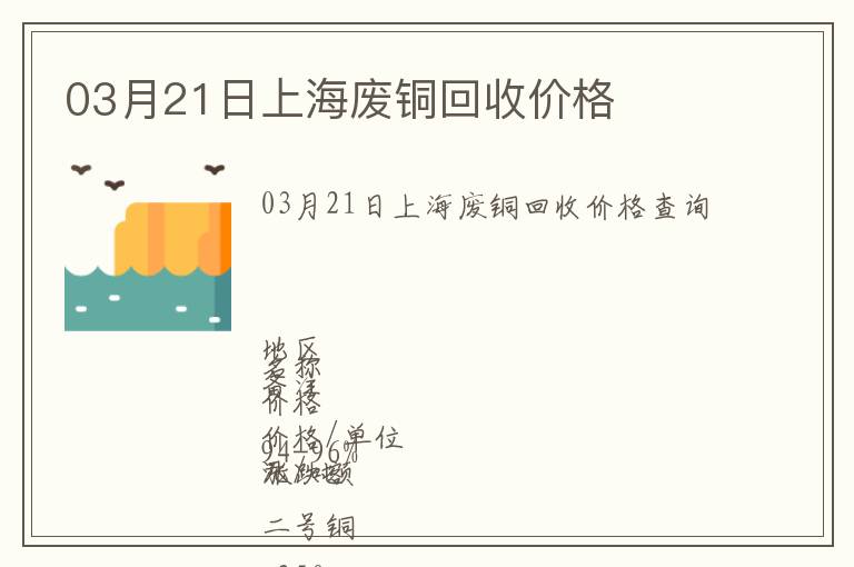 03月21日上海廢銅回收價格