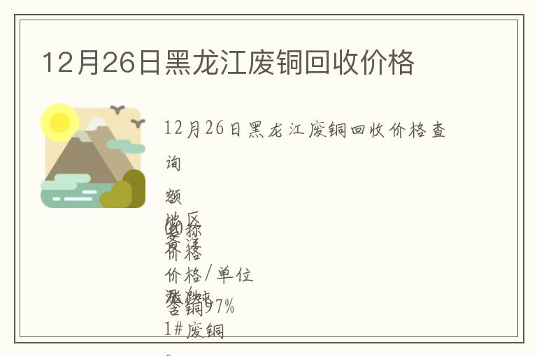 12月26日黑龍江廢銅回收價格