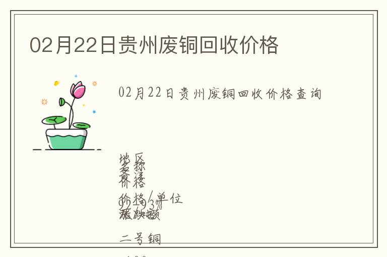 02月22日貴州廢銅回收價(jià)格