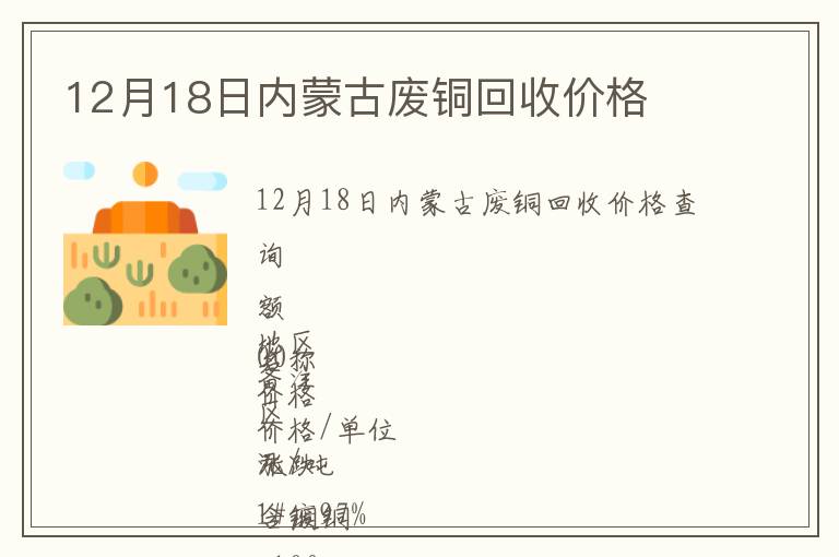 12月18日內蒙古廢銅回收價格