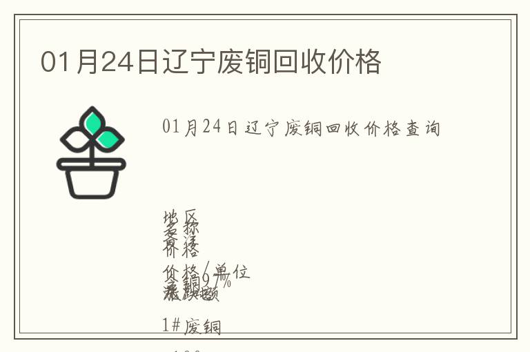 01月24日遼寧廢銅回收價格