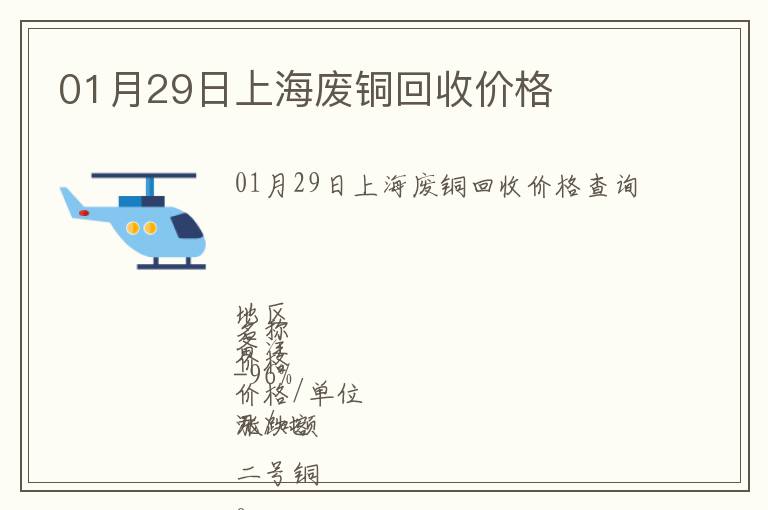 01月29日上海廢銅回收價格