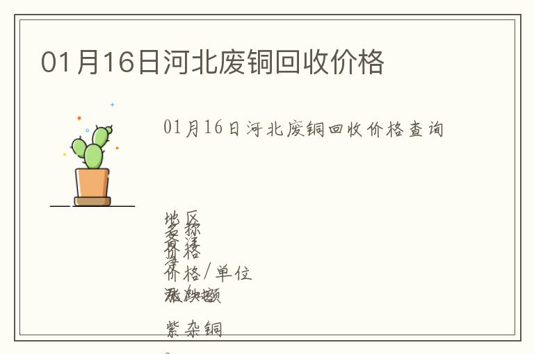 01月16日河北廢銅回收價格