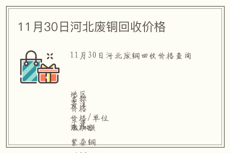 11月30日河北廢銅回收價格