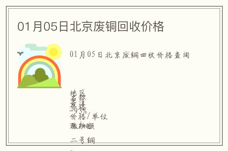 01月05日北京廢銅回收價格