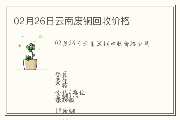 02月26日云南廢銅回收價格