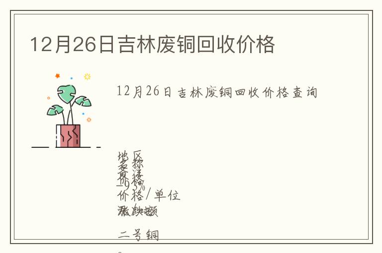 12月26日吉林廢銅回收價格