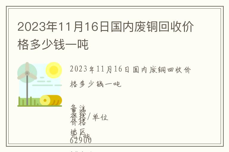 2023年11月16日國內(nèi)廢銅回收價(jià)格多少錢一噸