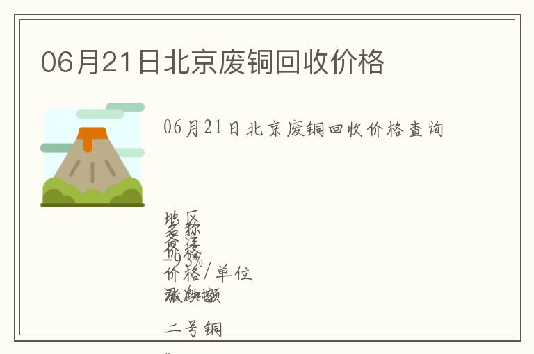 06月21日北京廢銅回收價格