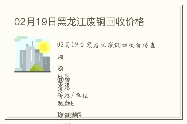 02月19日黑龍江廢銅回收價格