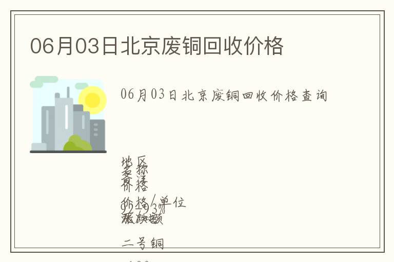 06月03日北京廢銅回收價(jià)格