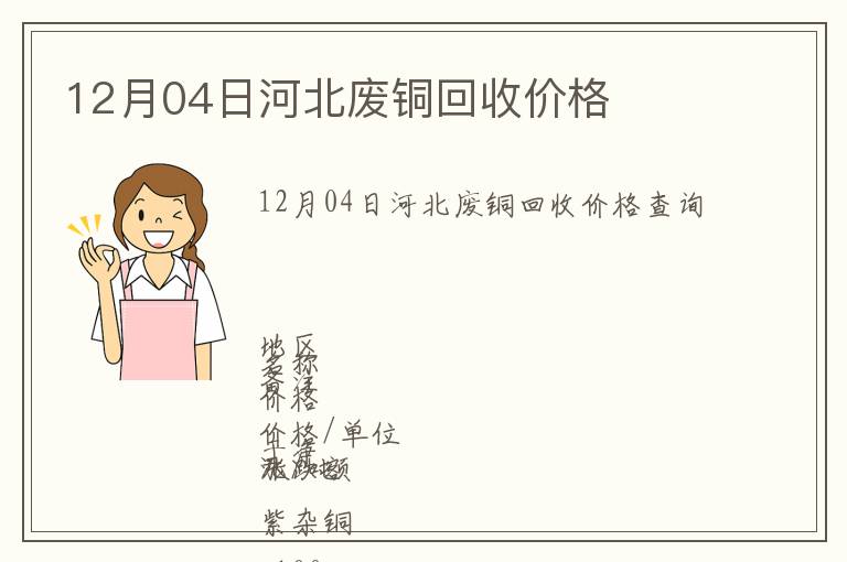 12月04日河北廢銅回收價(jià)格