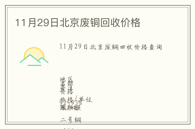 11月29日北京廢銅回收價格