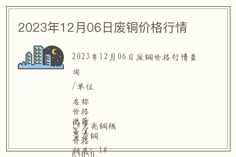 2023年12月06日廢銅價格行情