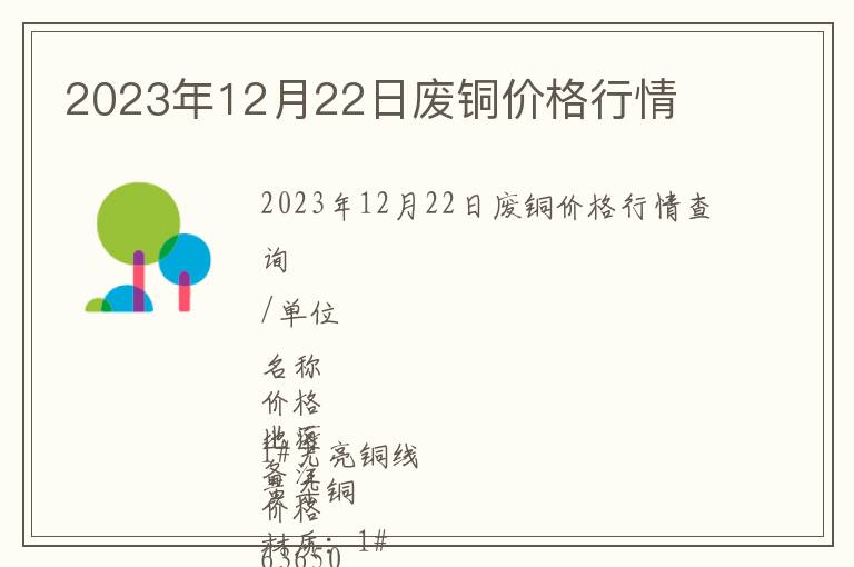 2023年12月22日廢銅價(jià)格行情