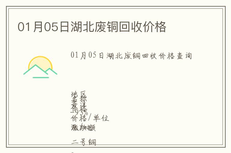 01月05日湖北廢銅回收價格