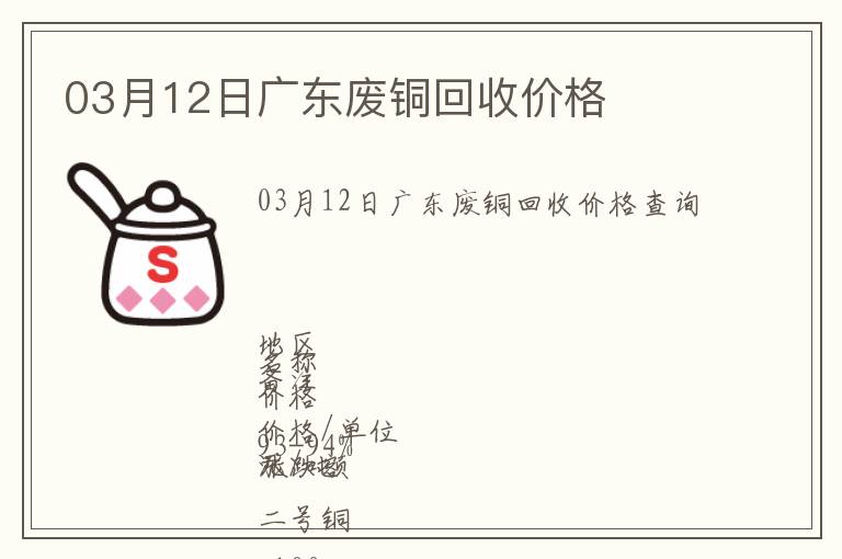 03月12日廣東廢銅回收價格