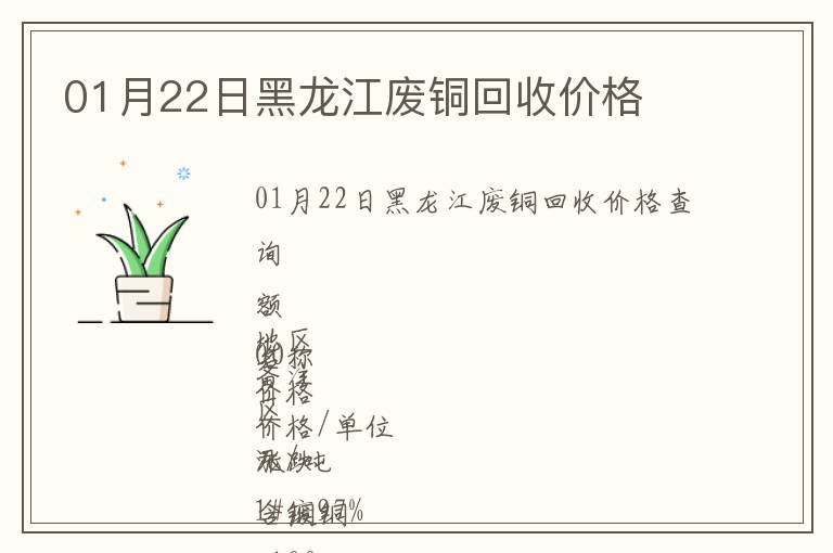 01月22日黑龍江廢銅回收價格