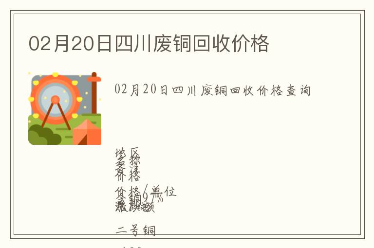 02月20日四川廢銅回收價(jià)格