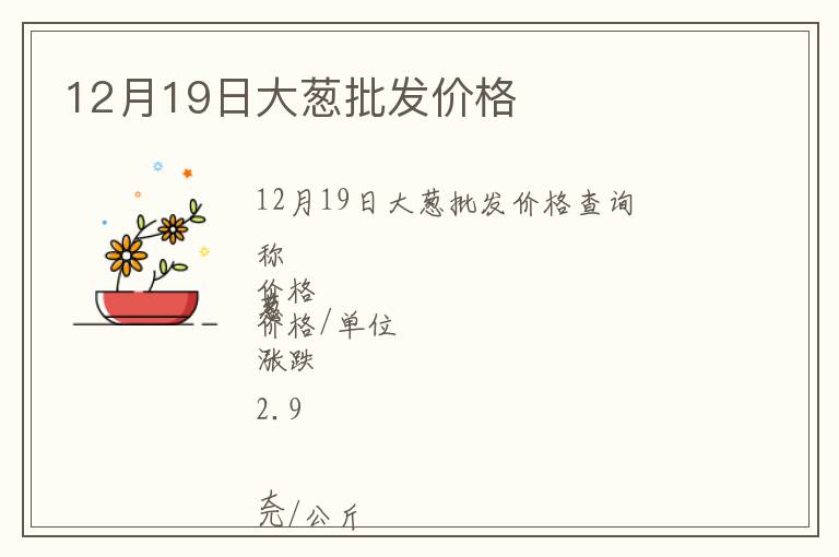 12月19日大蔥批發(fā)價格