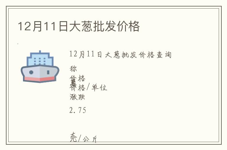 12月11日大蔥批發(fā)價(jià)格