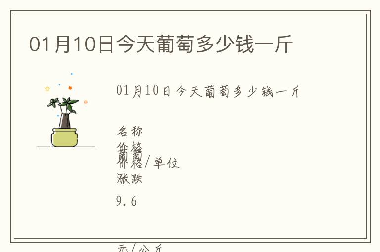 01月10日今天葡萄多少錢一斤