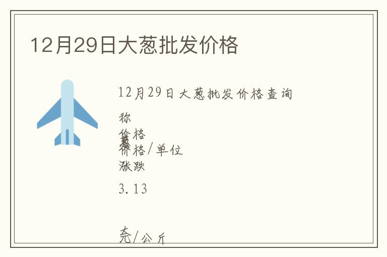 12月29日大蔥批發(fā)價(jià)格