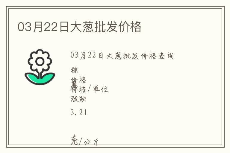 03月22日大蔥批發(fā)價(jià)格