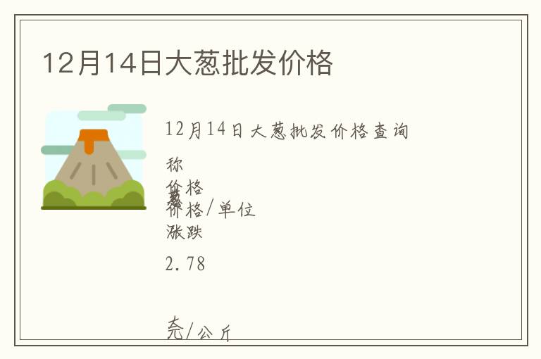 12月14日大蔥批發(fā)價格