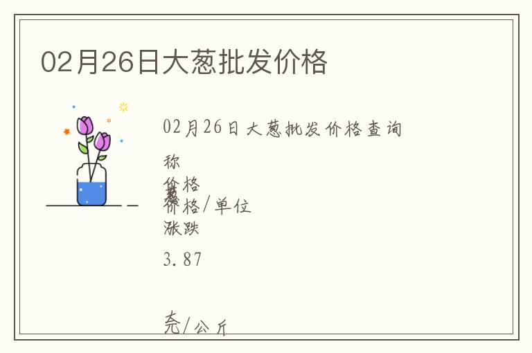 02月26日大蔥批發價格