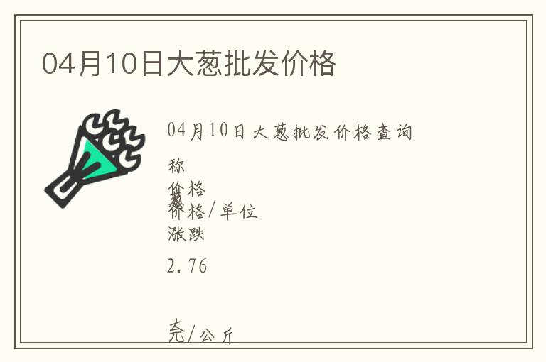 04月10日大蔥批發(fā)價格