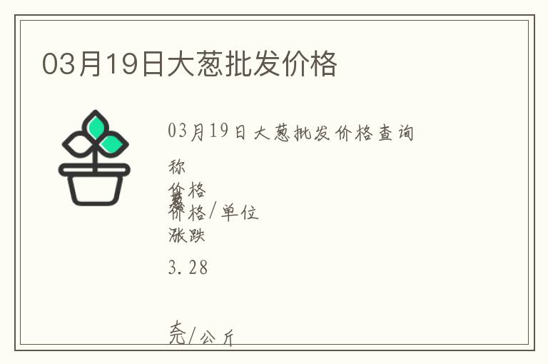 03月19日大蔥批發(fā)價格