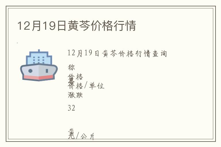 12月19日黃芩價格行情