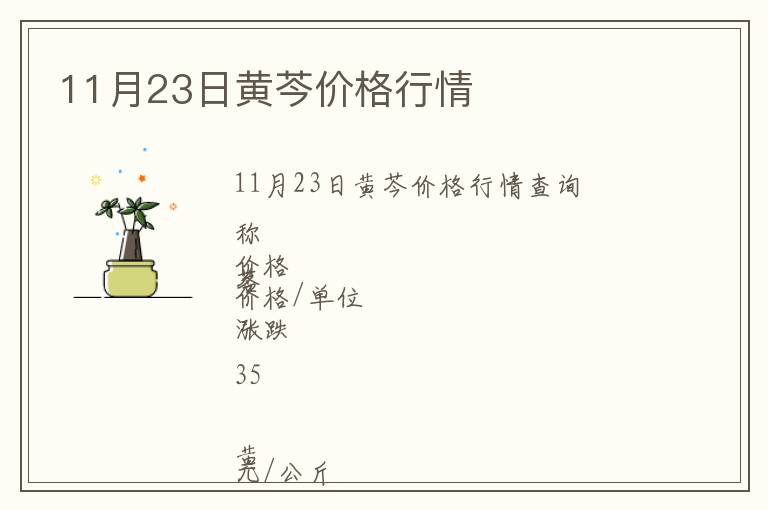 11月23日黃芩價格行情