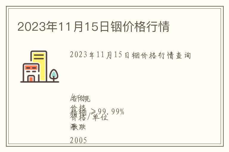 2023年11月15日銦價格行情