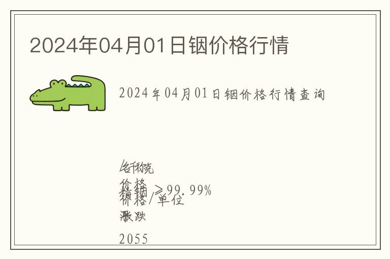 2024年04月01日銦價(jià)格行情