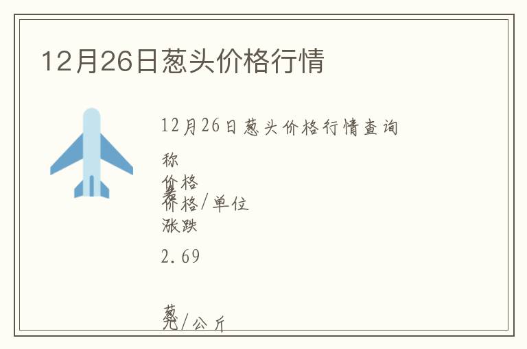 12月26日蔥頭價格行情