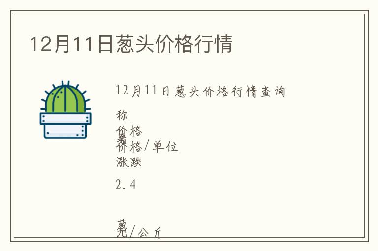 12月11日蔥頭價格行情