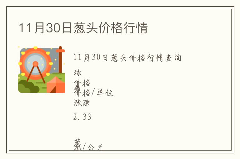 11月30日蔥頭價格行情