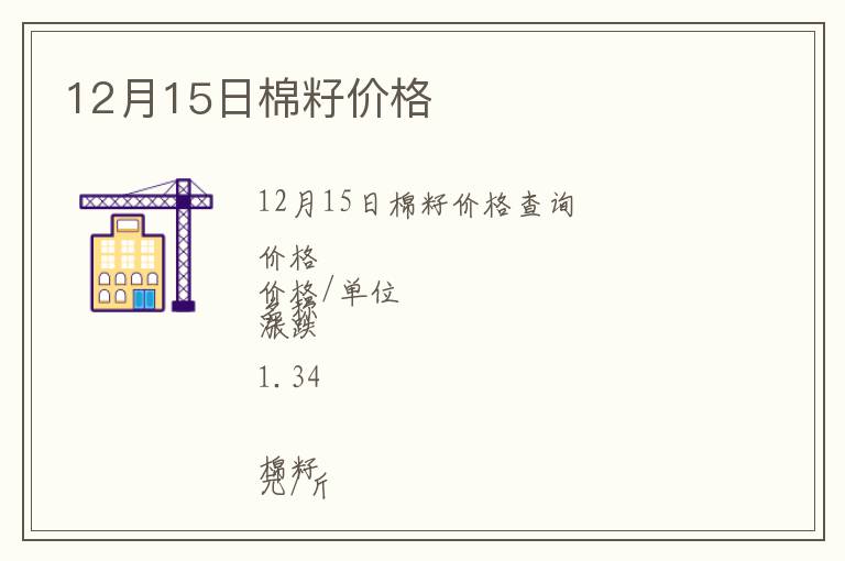 12月15日棉籽價格