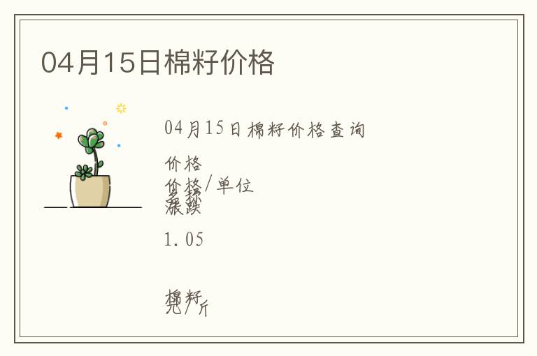 04月15日棉籽價格