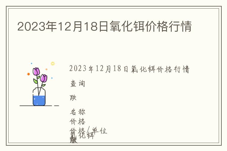 2023年12月18日氧化鉺價格行情