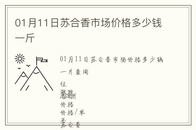 01月11日蘇合香市場價格多少錢一斤