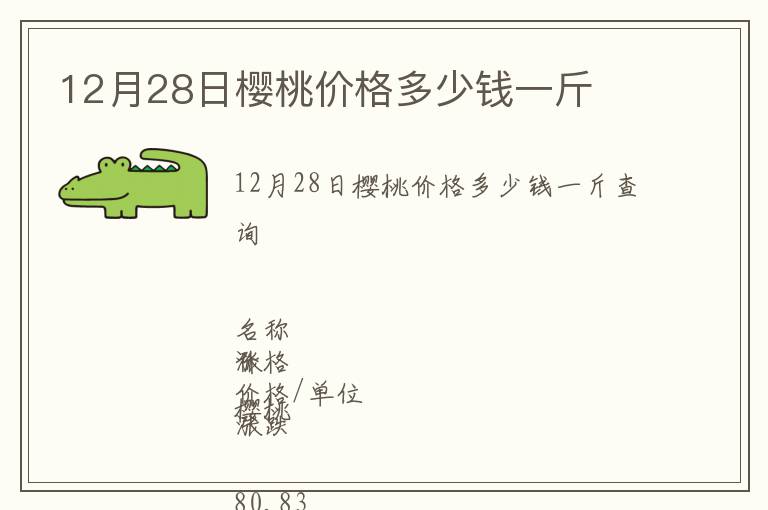 12月28日櫻桃價格多少錢一斤