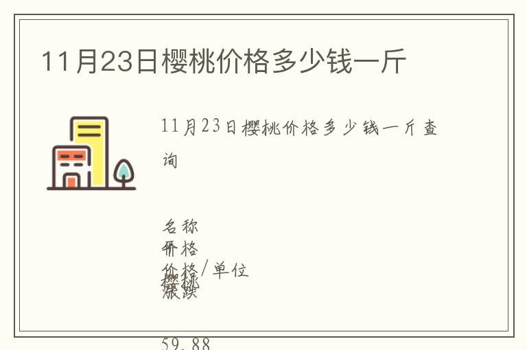 11月23日櫻桃價格多少錢一斤