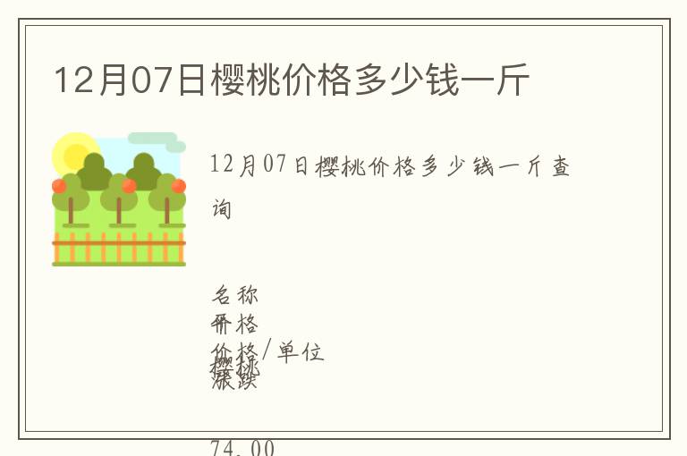 12月07日櫻桃價格多少錢一斤