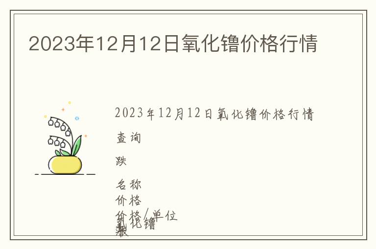 2023年12月12日氧化镥價格行情